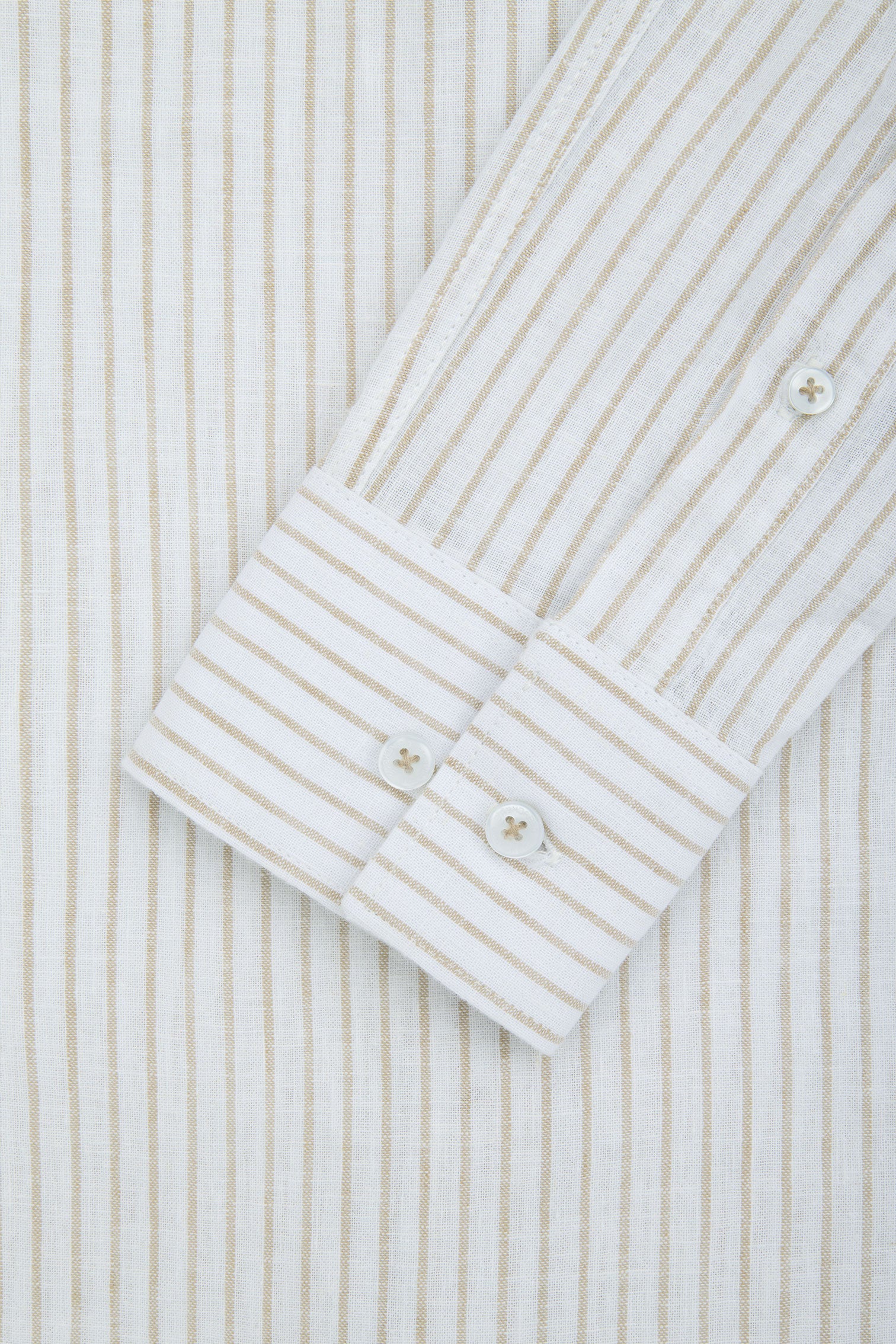 Striped Light Brown Smart Casual Shirt - Image 4