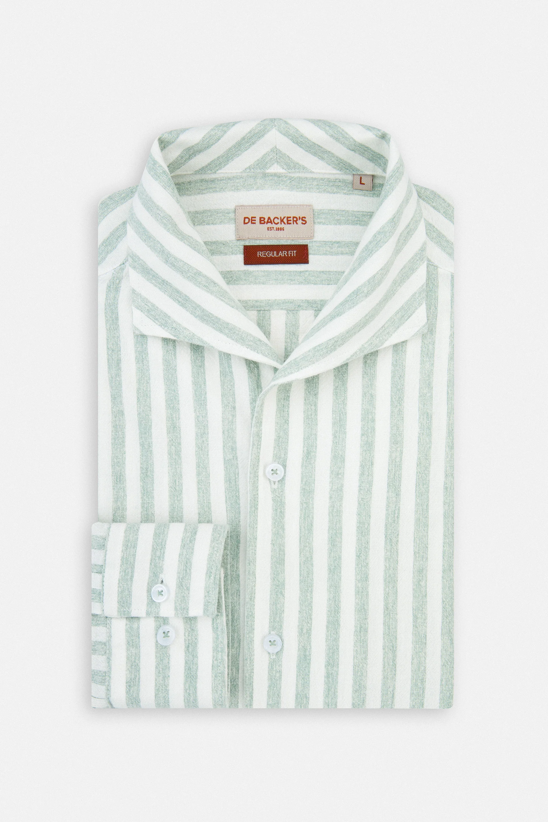 Striped Light Green Linen Blend Casual Shirt - Image 4