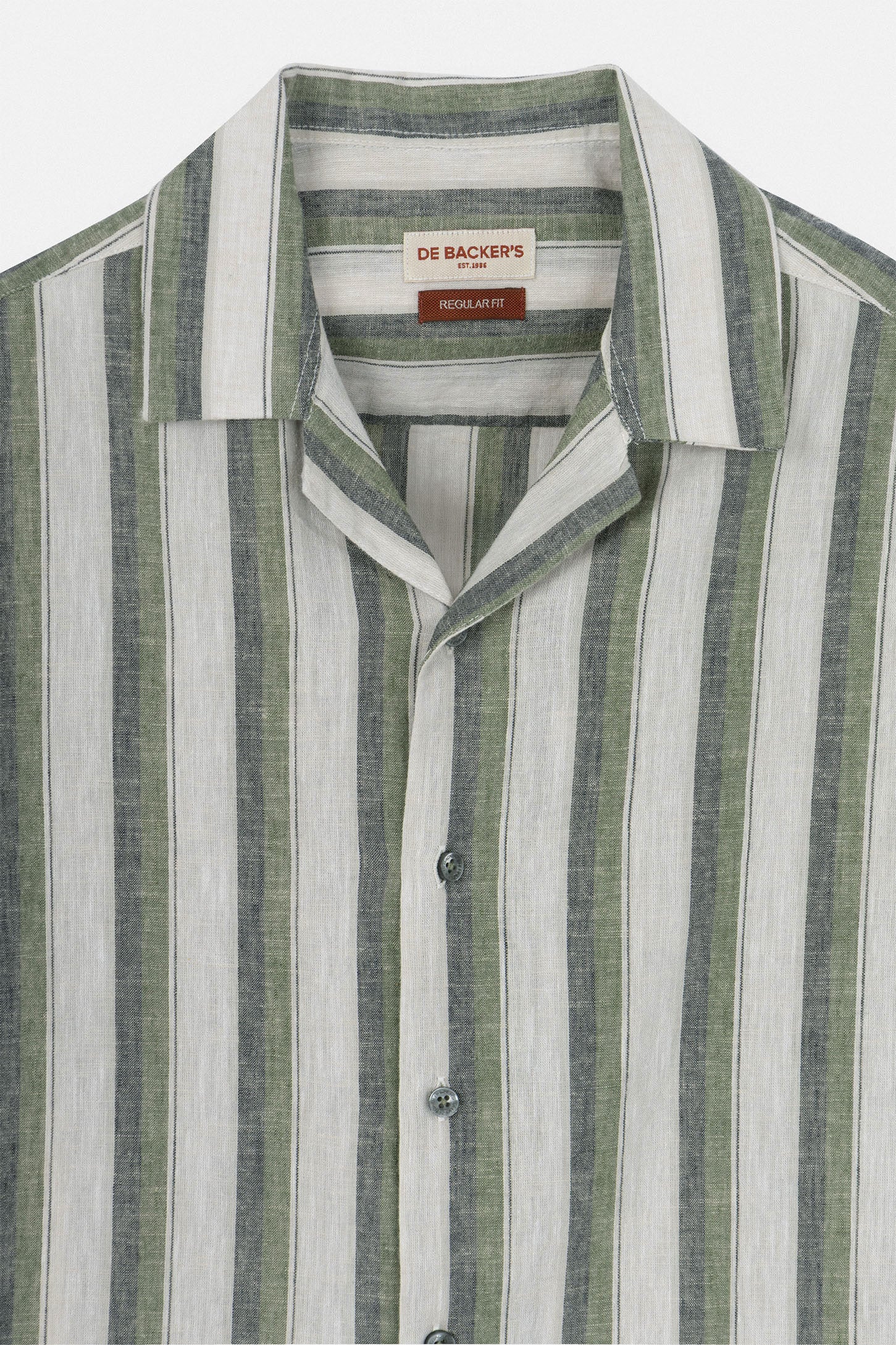 Striped Light Green Short Sleeves Shirt - Image 2