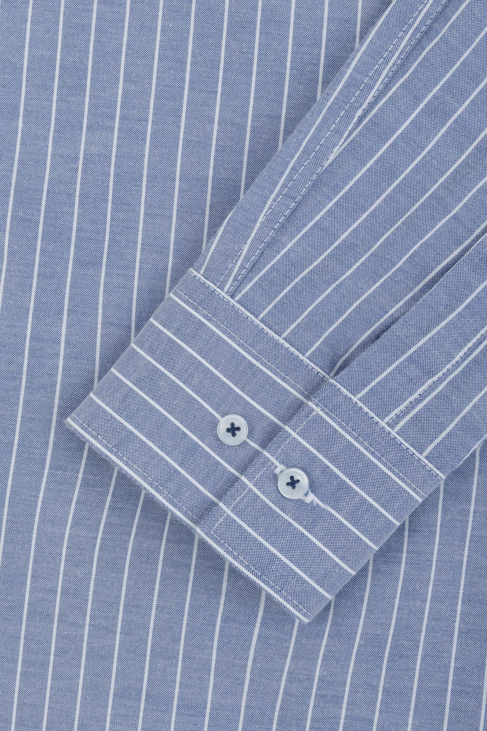 Striped Navy Smart Casual Shirt - Image 3