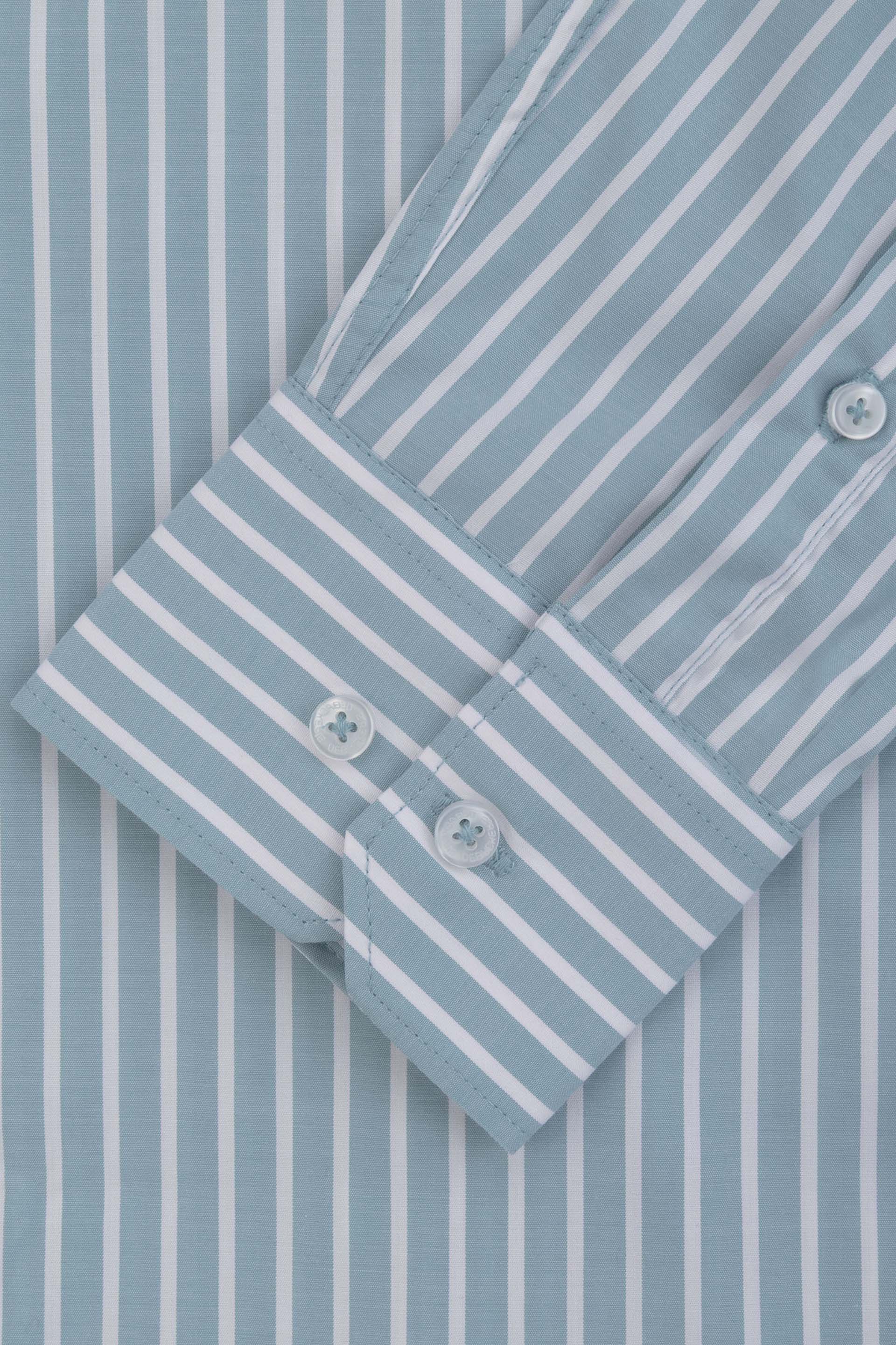 Striped Petroleum Bamboo Casual Shirt - Image 3