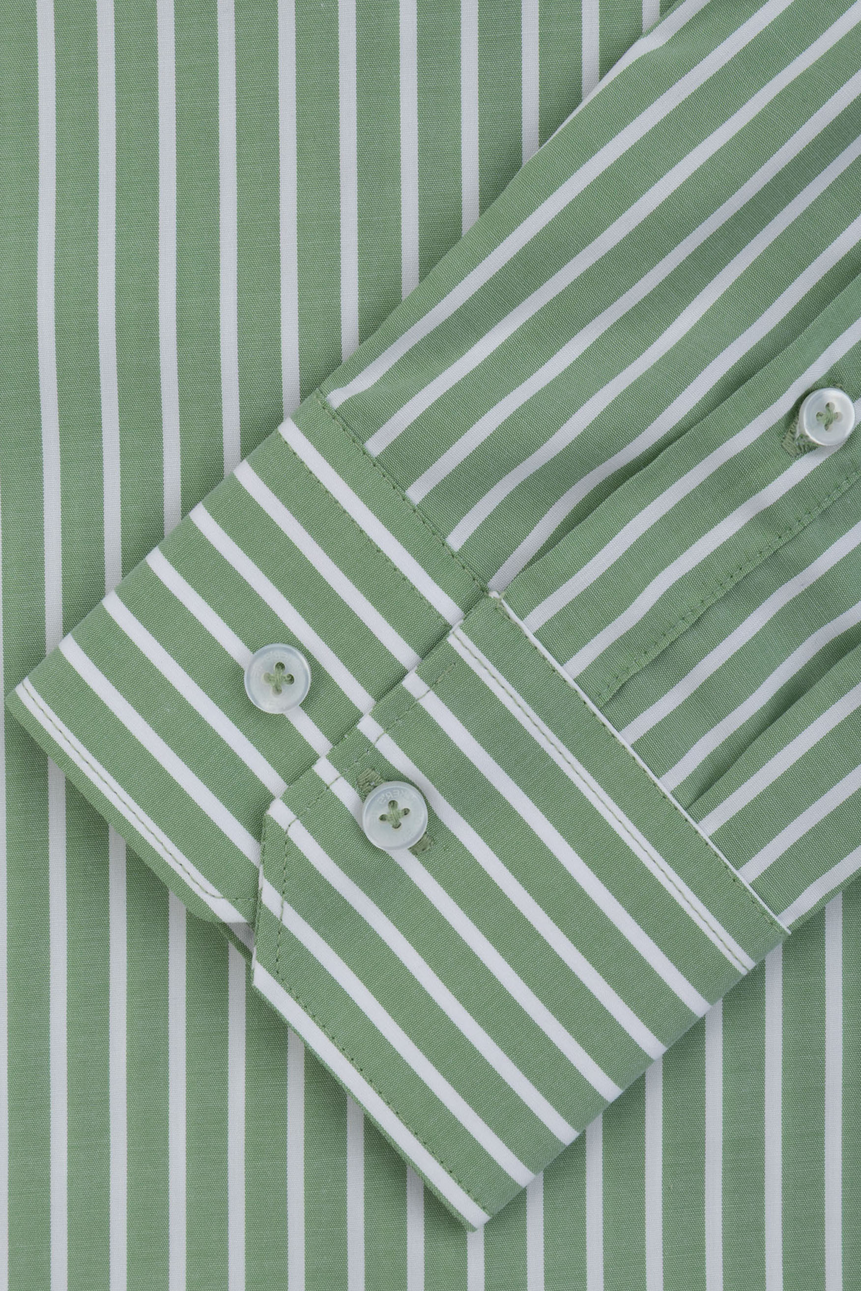 Striped Pistachio Bamboo Casual Shirt - Image 3
