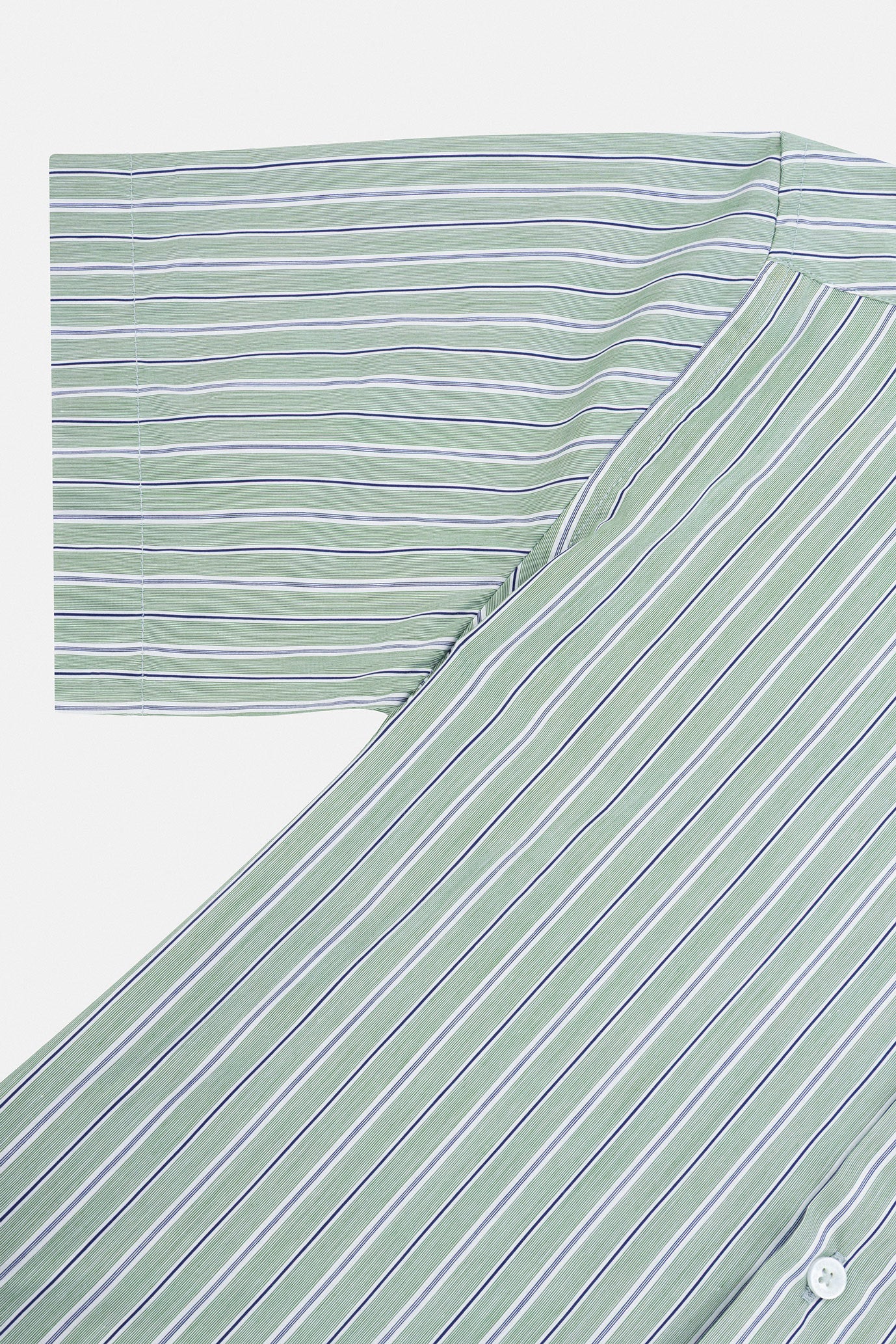 Striped Sage Green Short Sleeves Shirt - Image 4