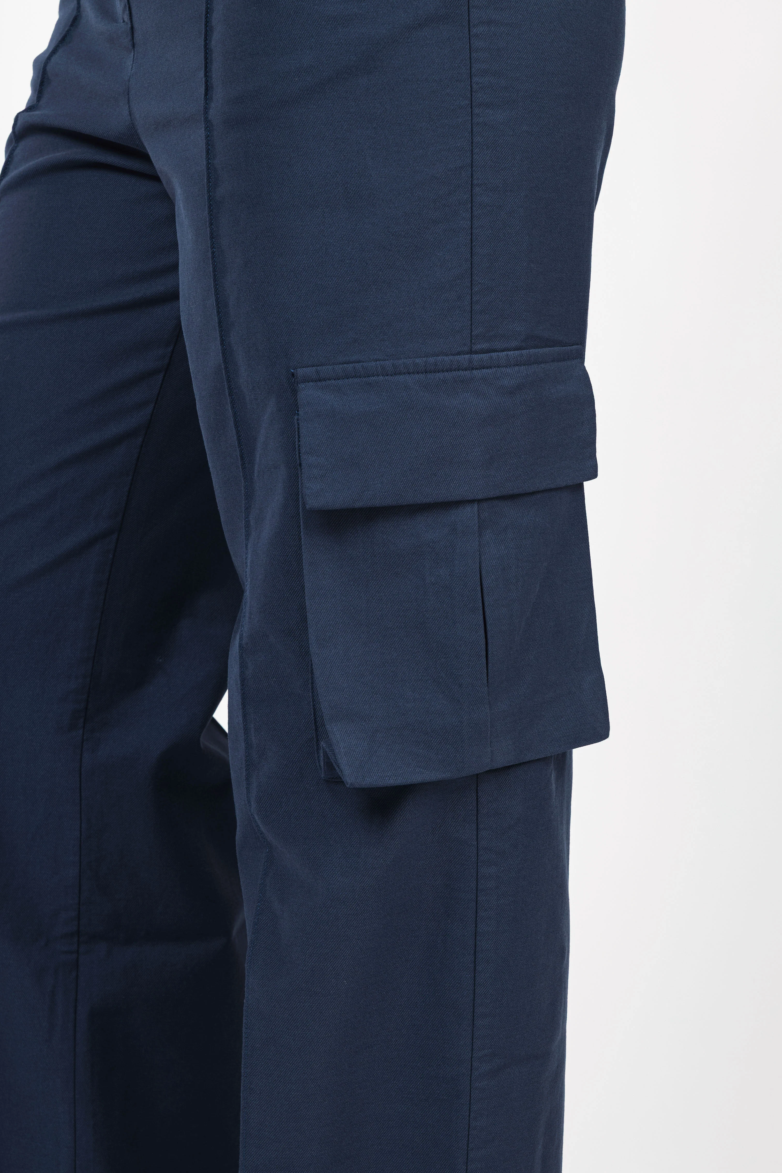 Teal Blue Gabardine Cargo pants - Image 3