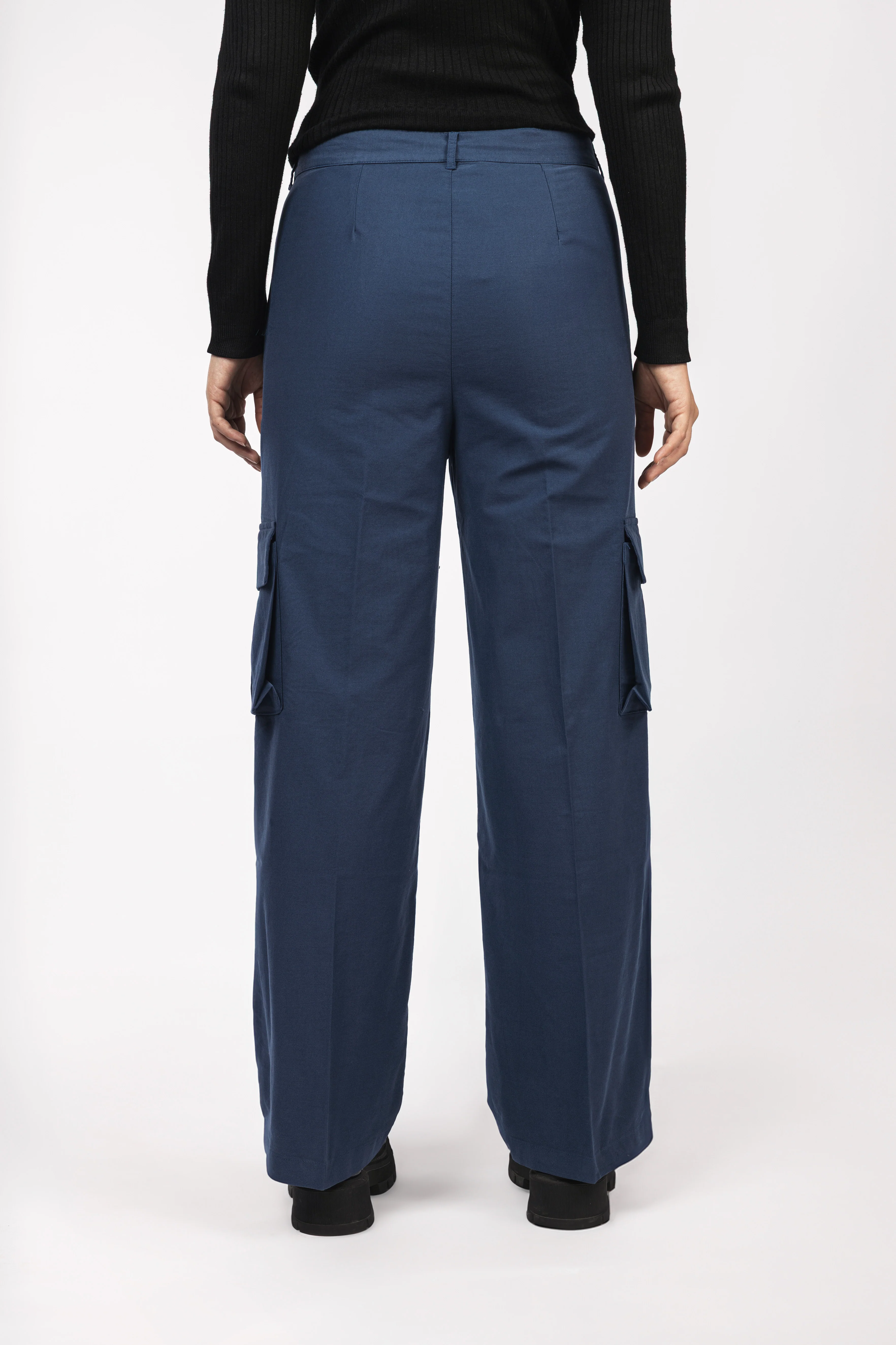 Teal Blue Gabardine Cargo pants - Image 4