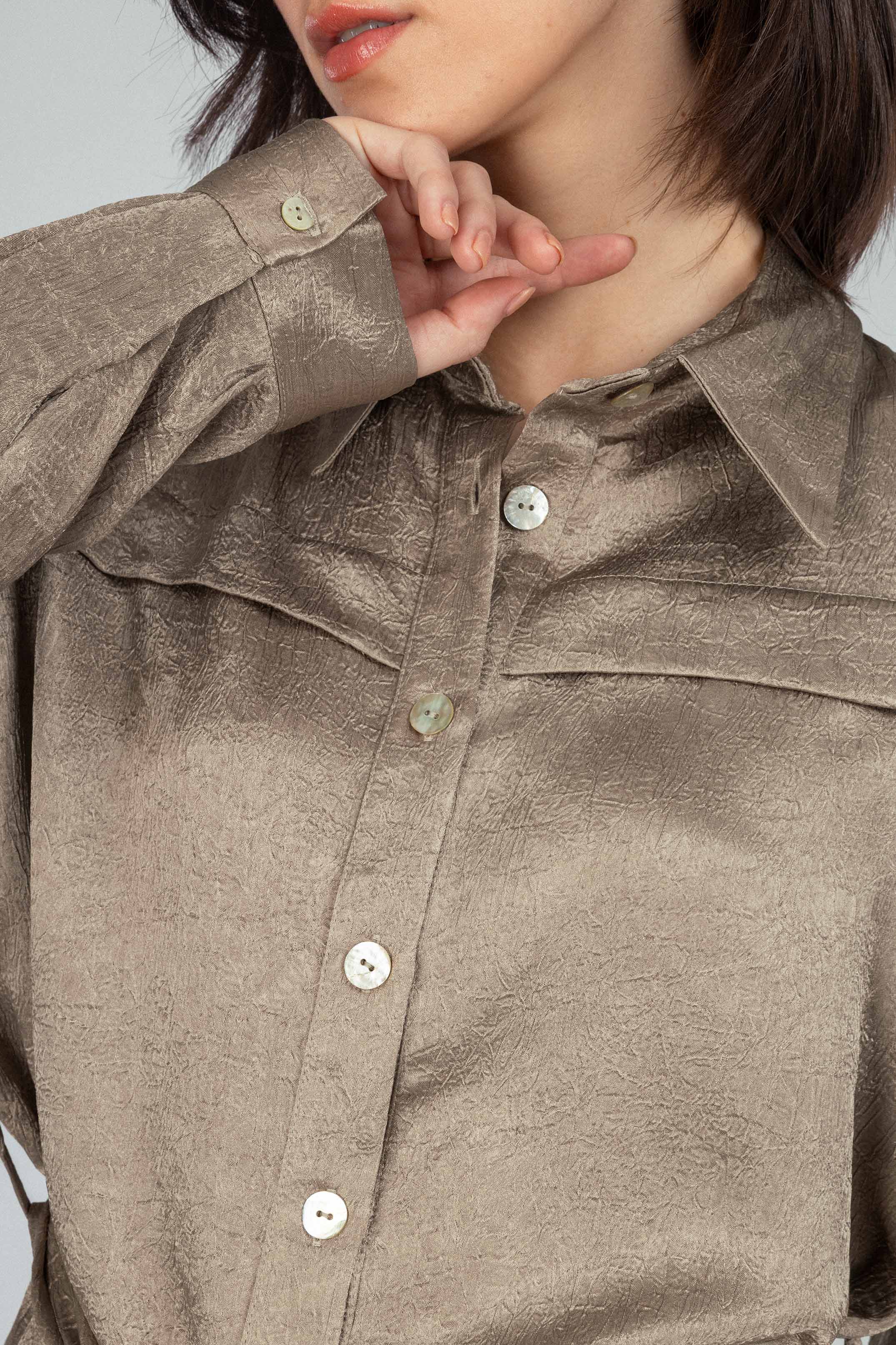 Textured Khaki Satin Set - Image 3