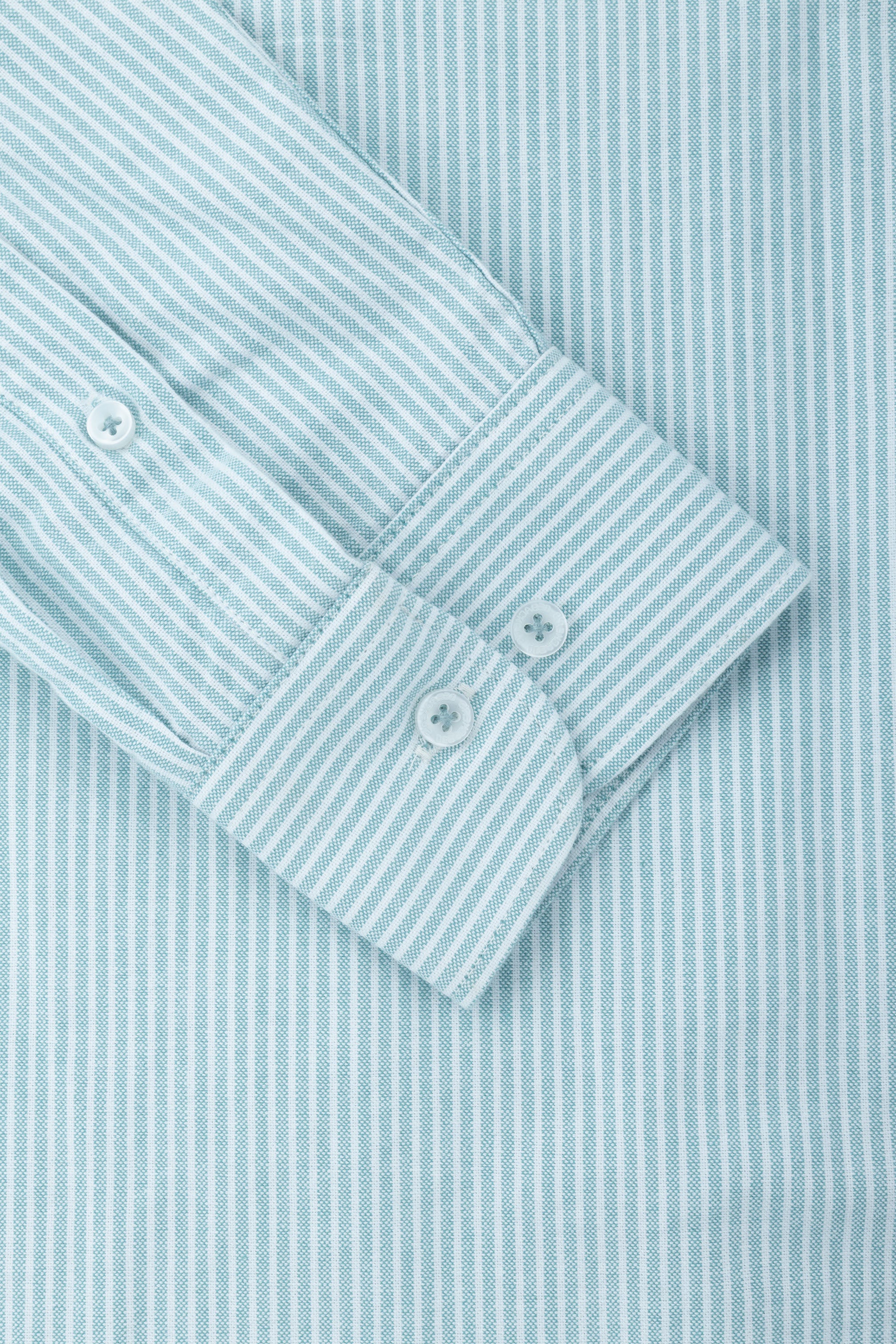 Turquoise Striped Smart Casual Shirt - Image 3