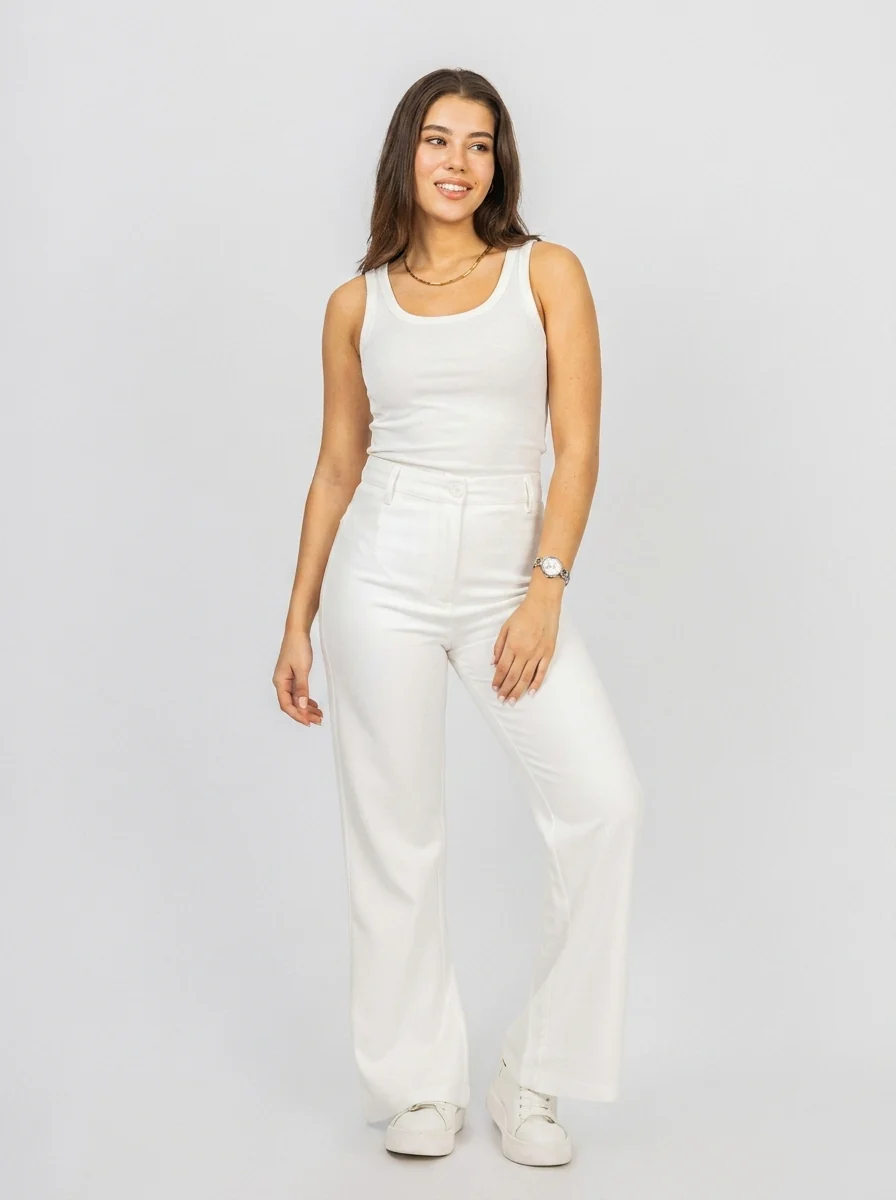White Bootcut Classic Pants