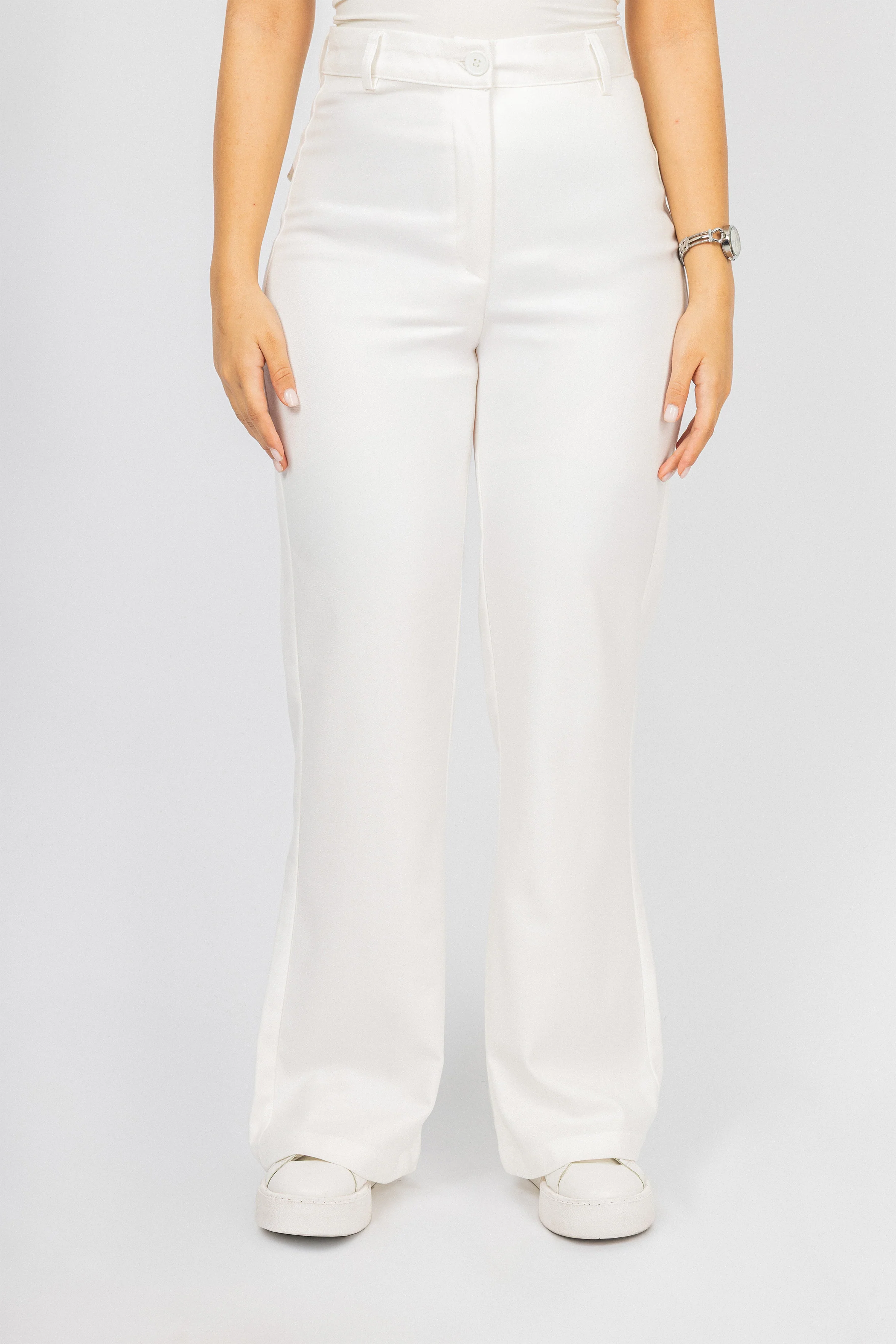 White Bootcut Classic Pants - Image 2