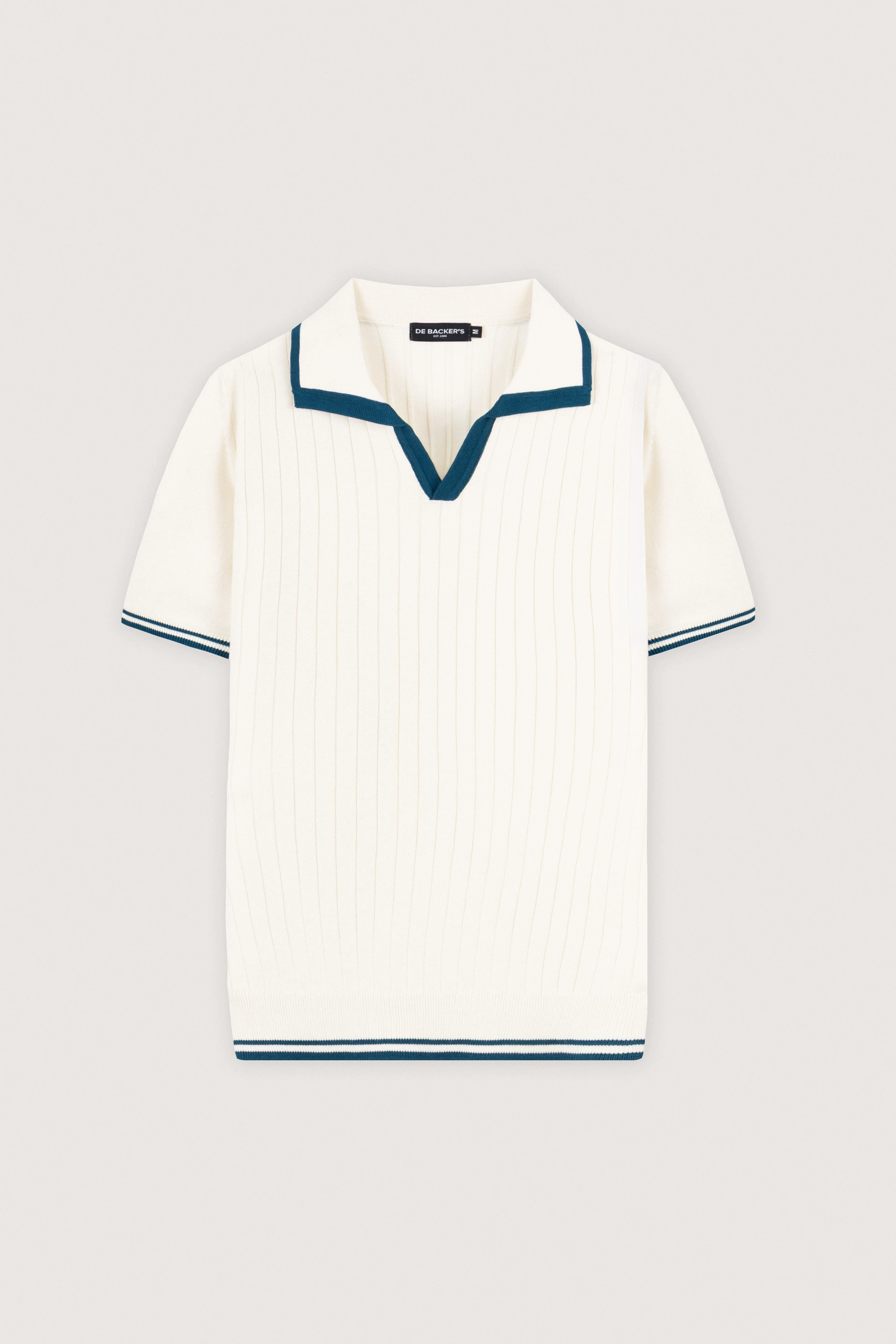 White Knitted V-neck Polo