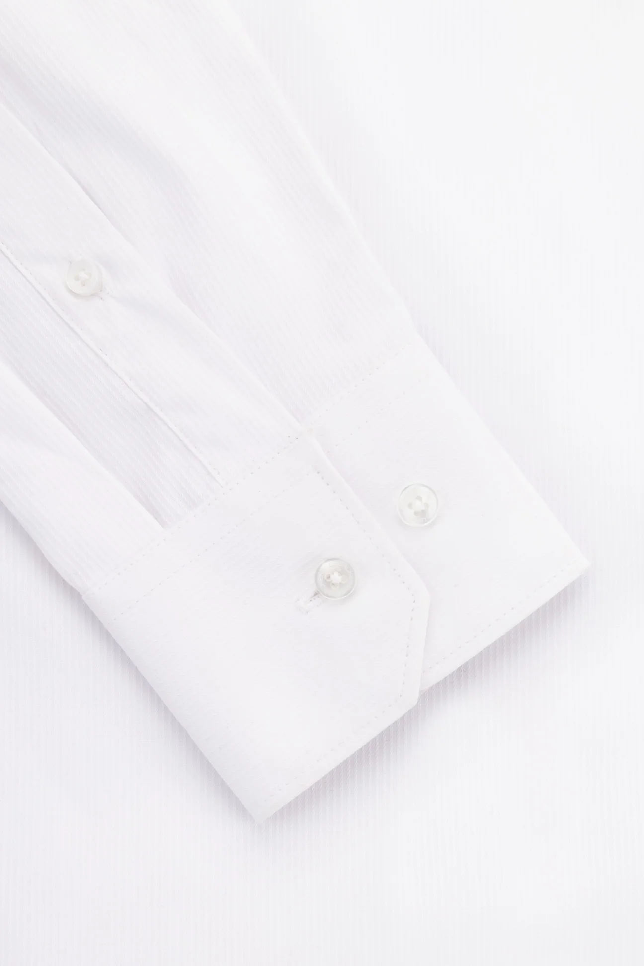 White Textured Basic Classic Shirt - Image 2