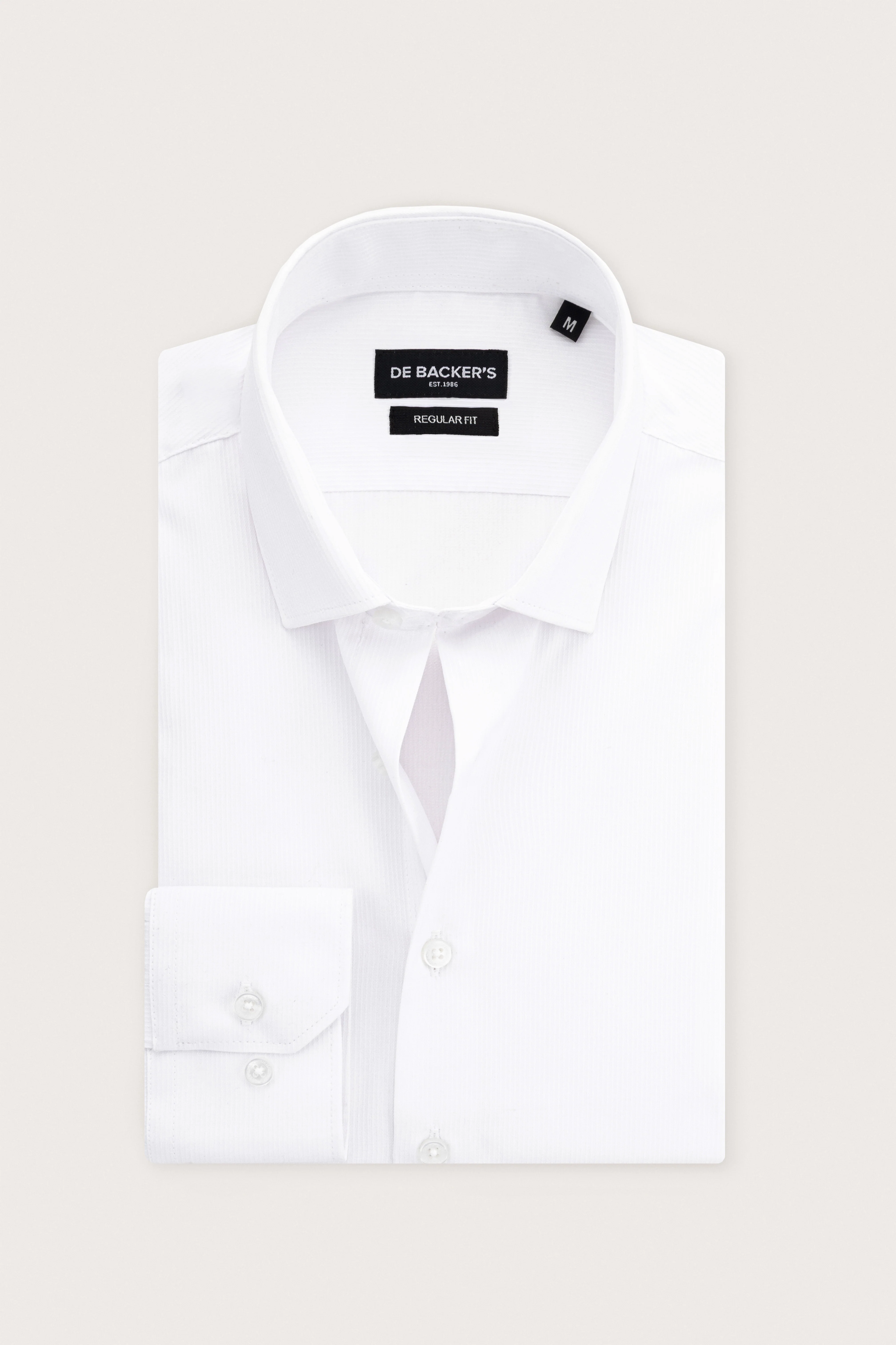 White Textured Basic Classic Shirt