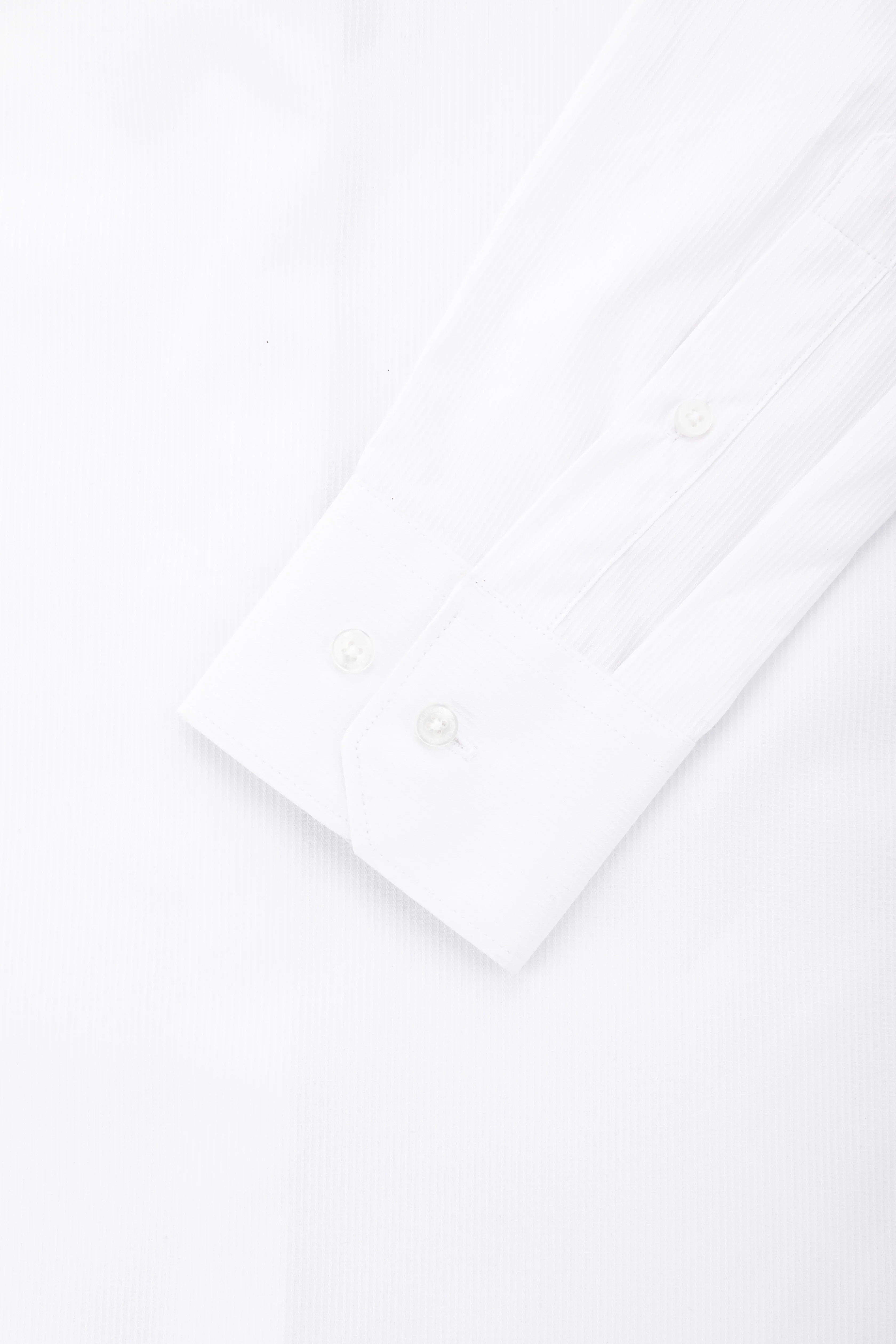 White Textured Basic Classic Shirt - Image 3
