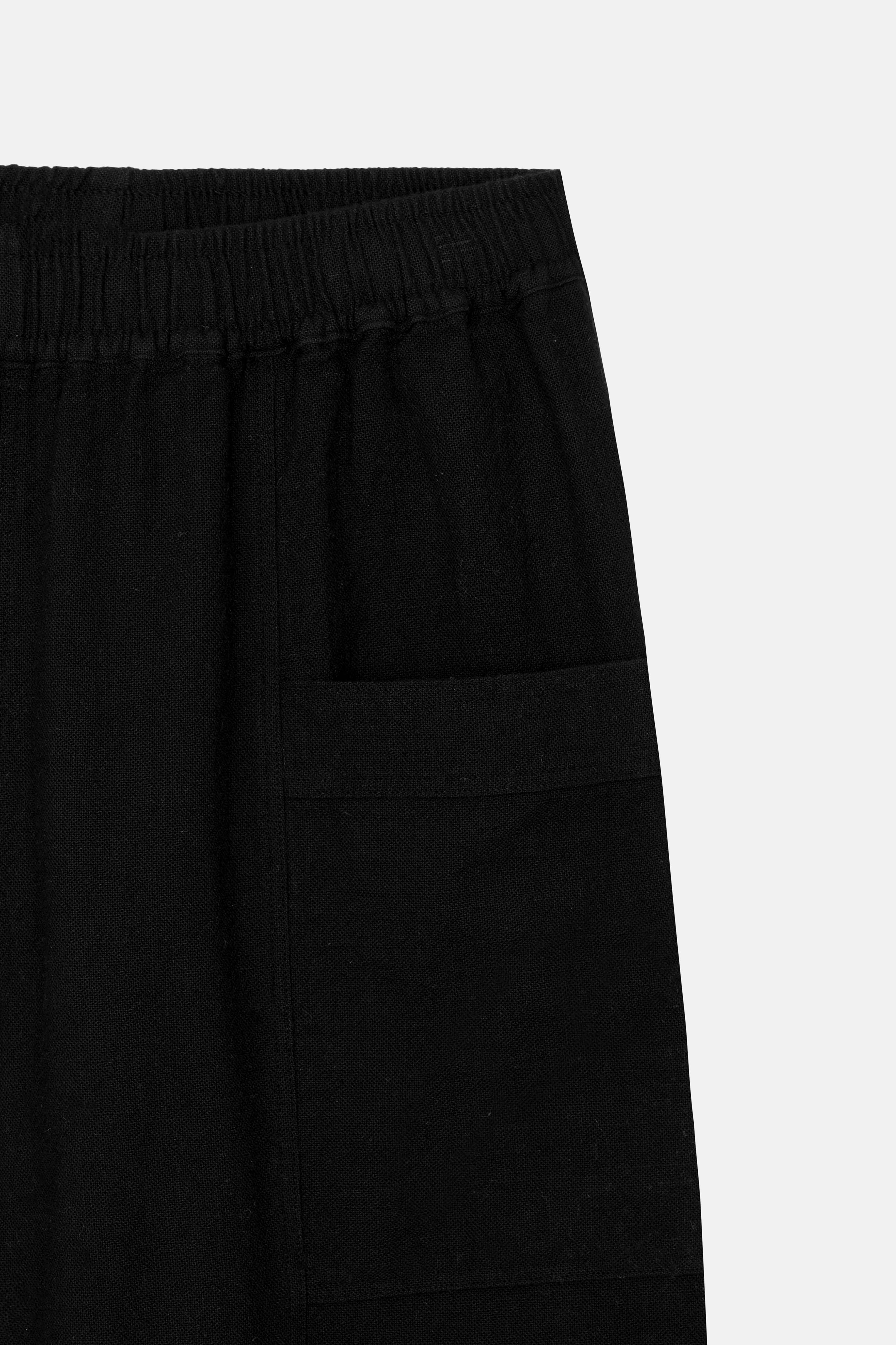 Wide Leg Black Linen Look Pant - Image 7
