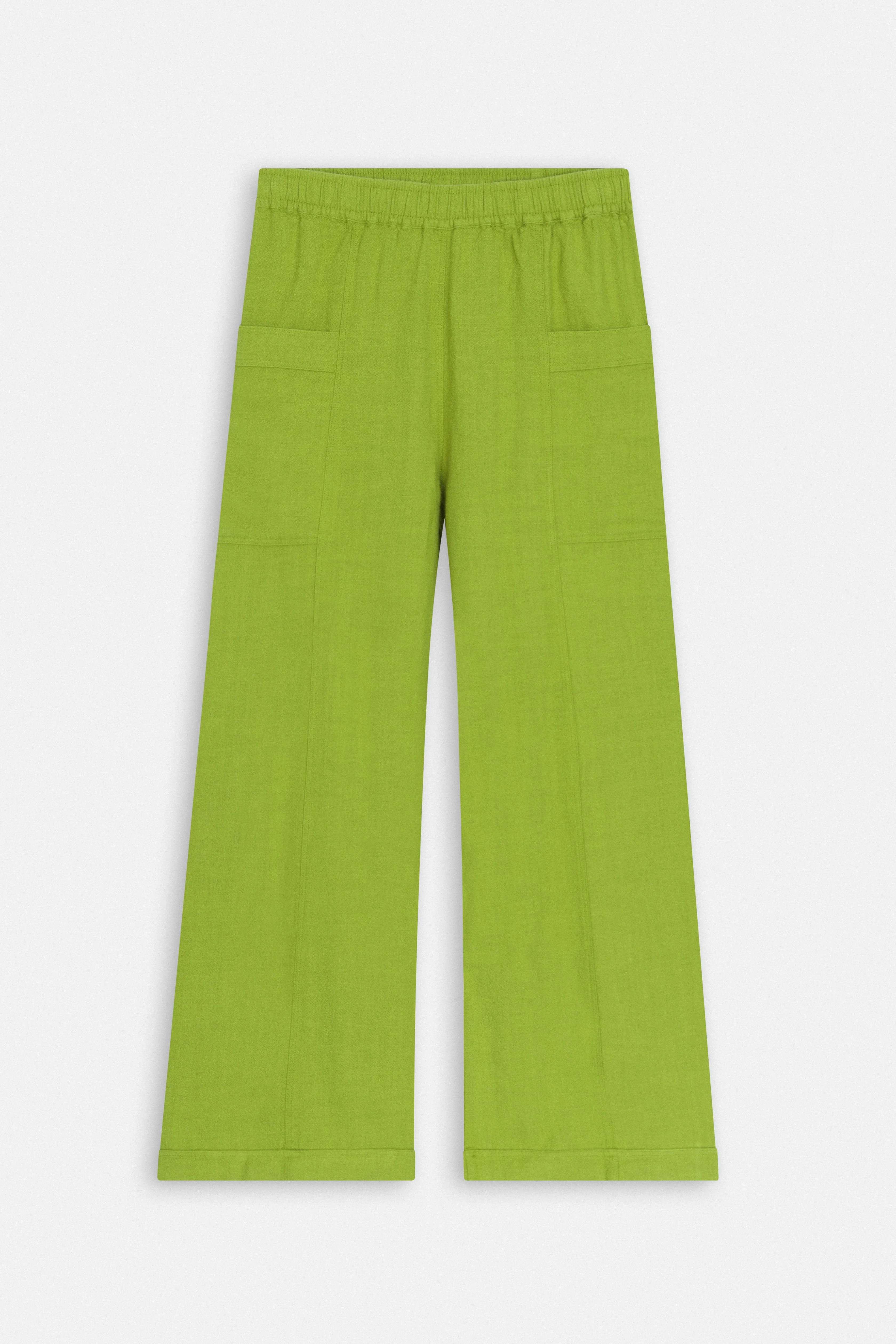Wide Leg Green Linen Look Pant - Image 5