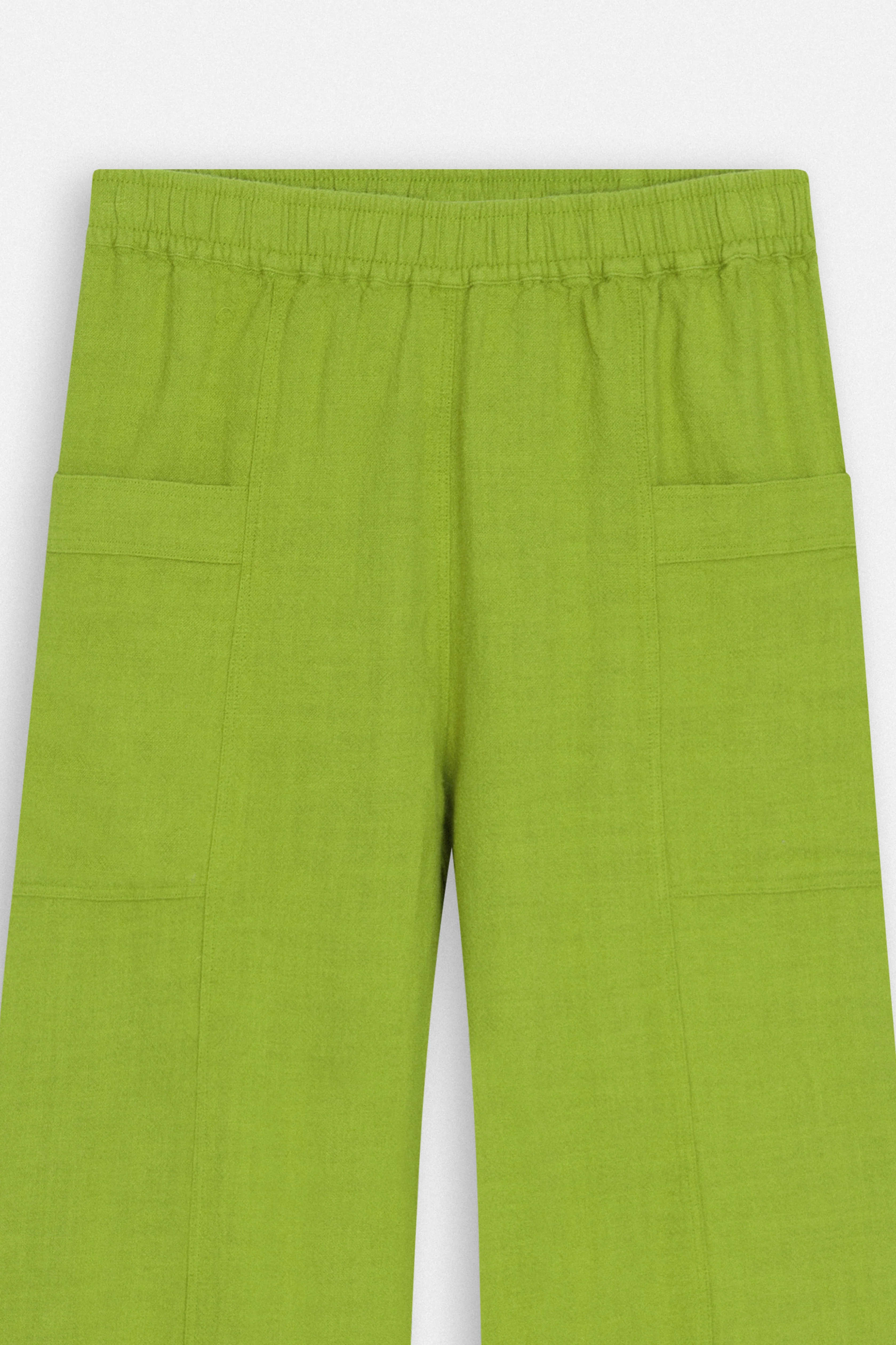 Wide Leg Green Linen Look Pant - Image 7