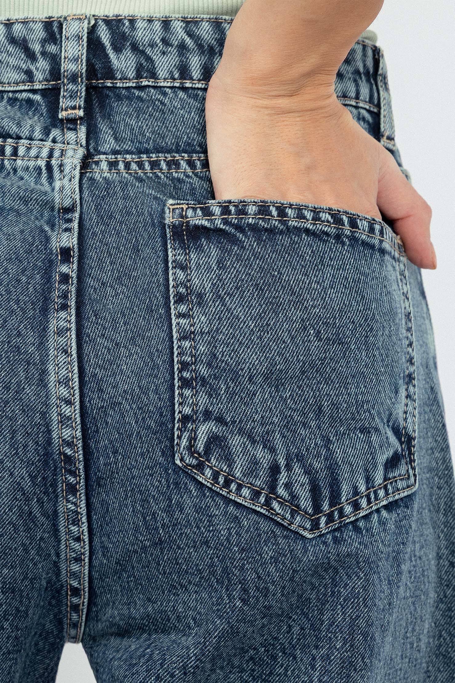 Wide Leg Mid Blue washed Jeans - Image 4