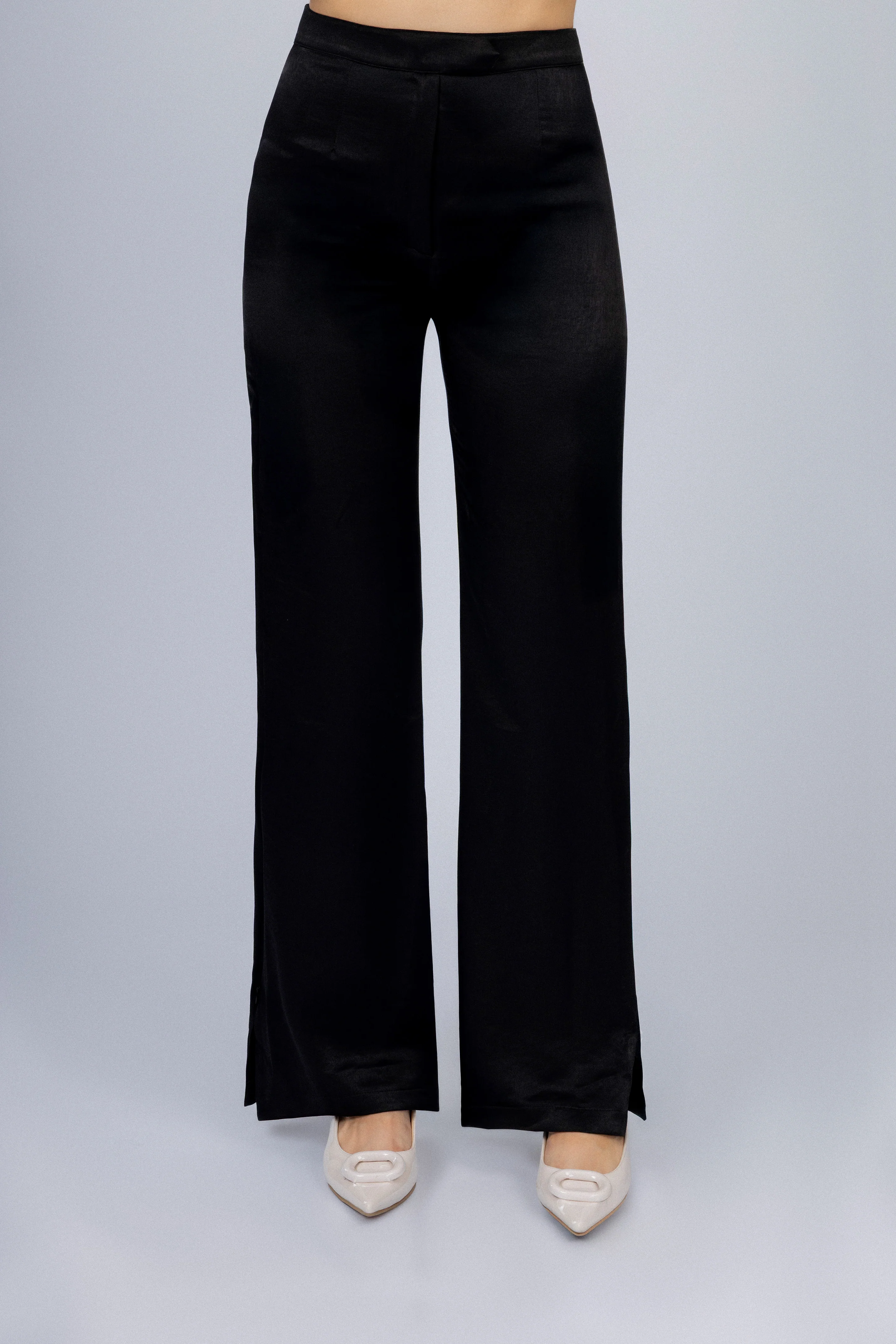 Womens Black Classic Side Zip Pants