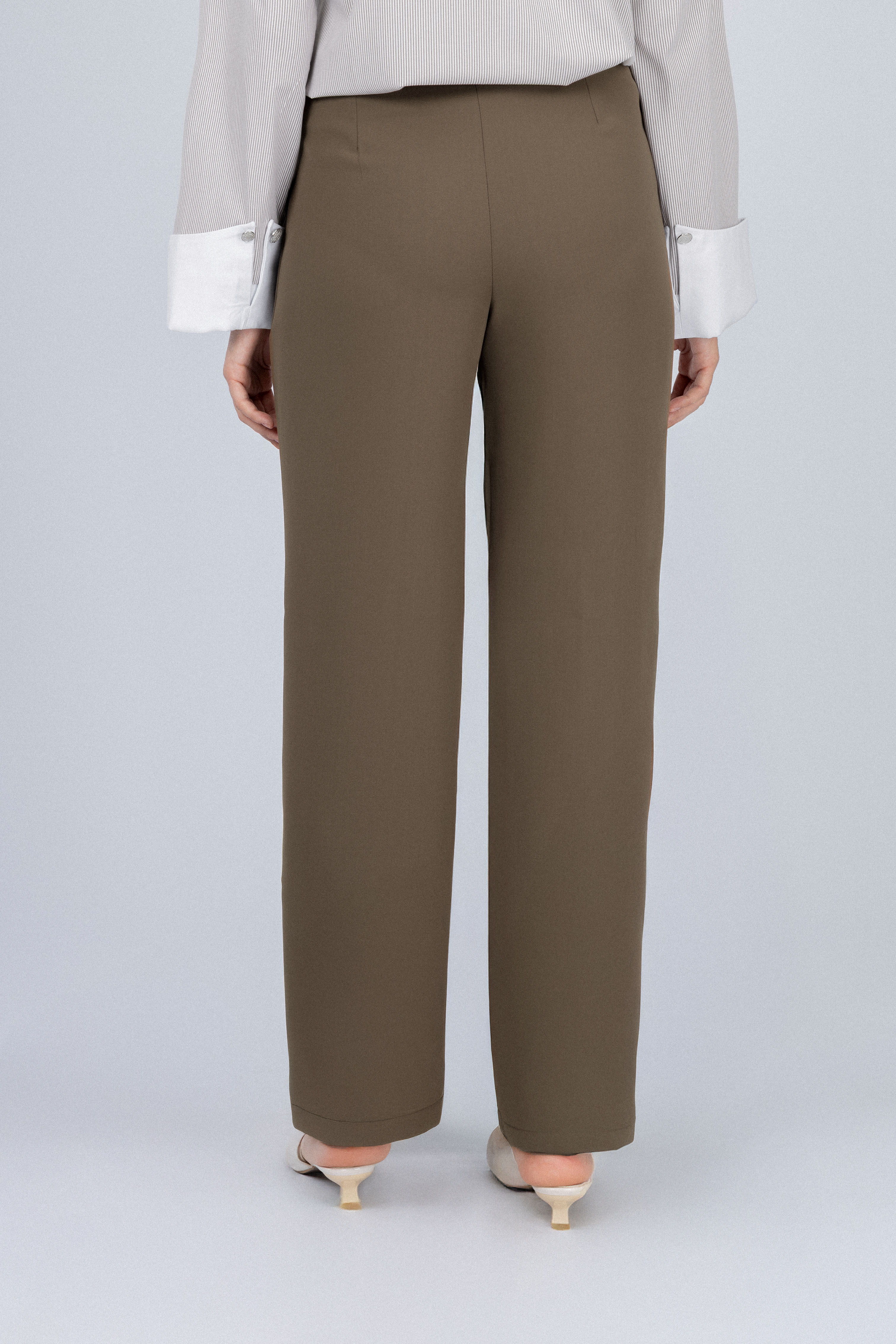 Womens Brown Classic Pants - Image 3
