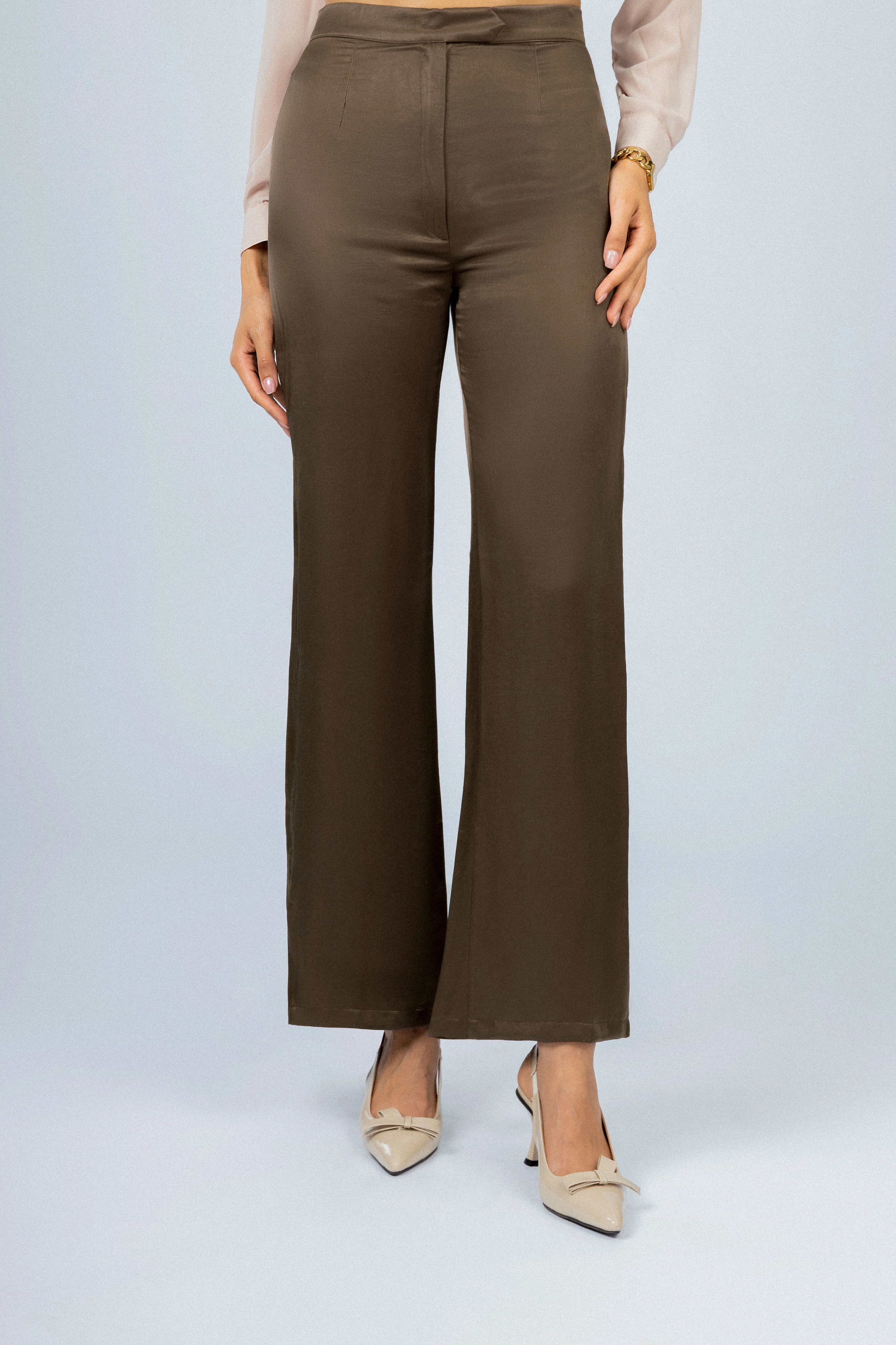 Womens Brown Classic Side Zip Pants