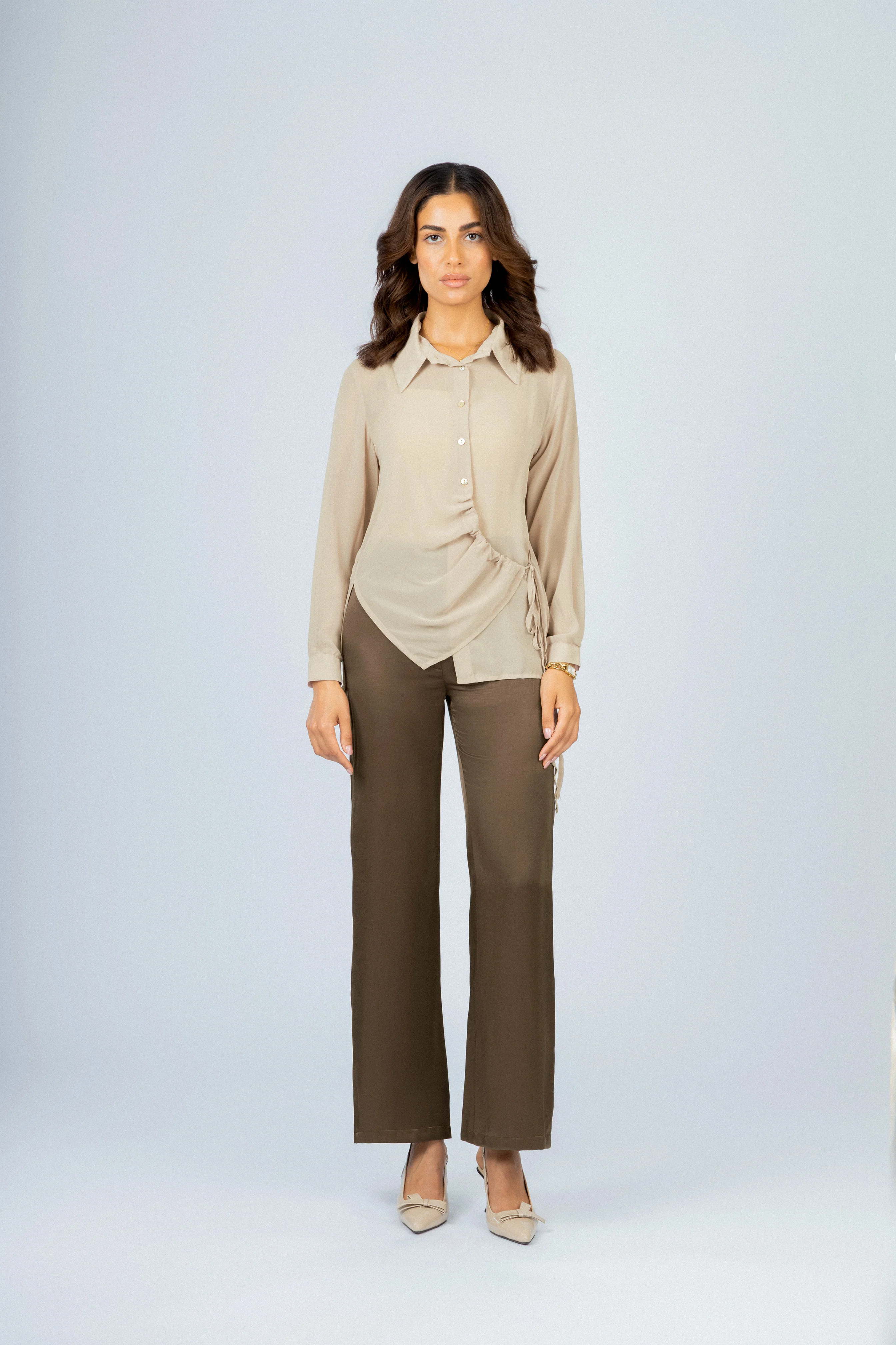 Womens Brown Classic Side Zip Pants - Image 2