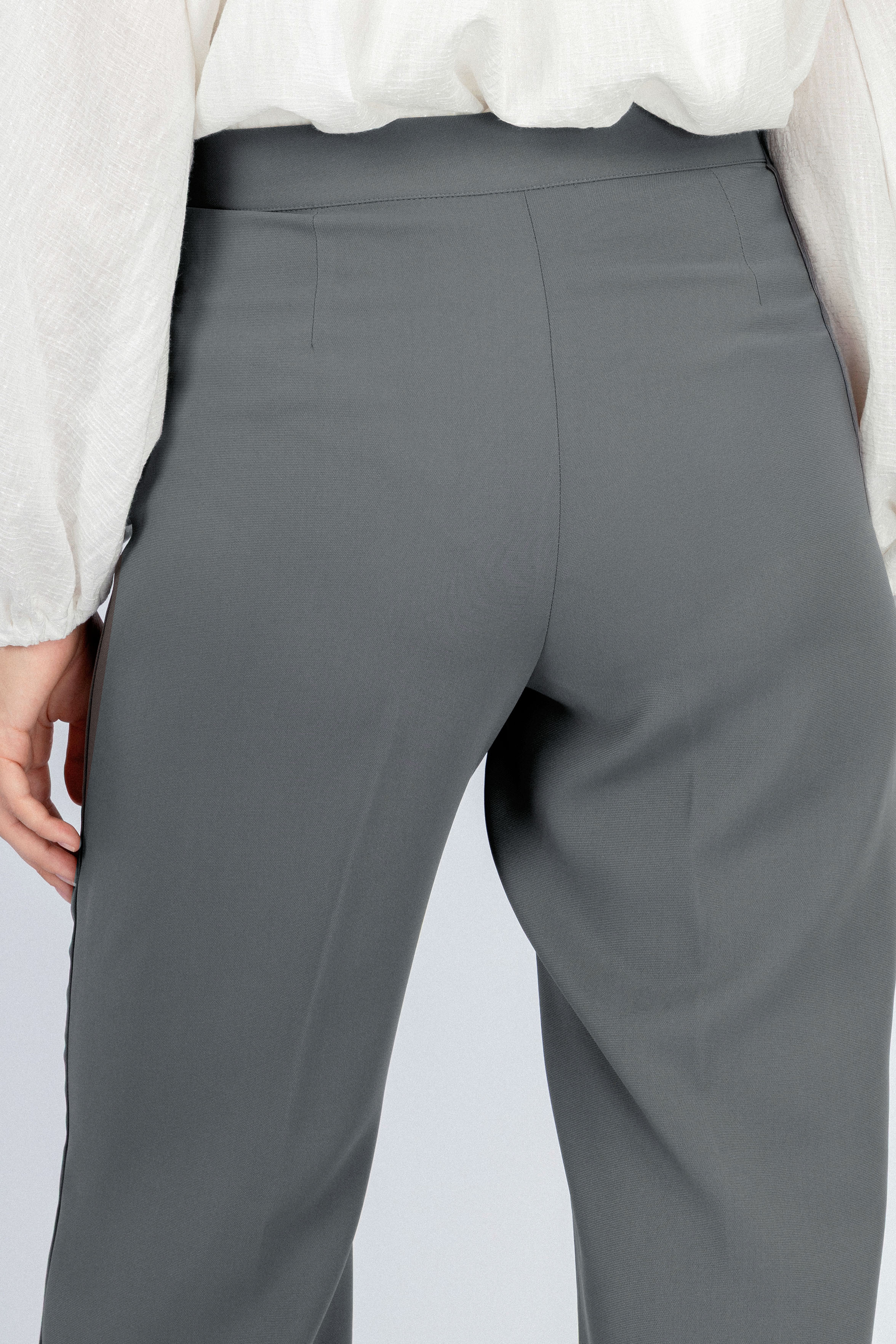 Womens Light Gray Classic Pants - Image 3